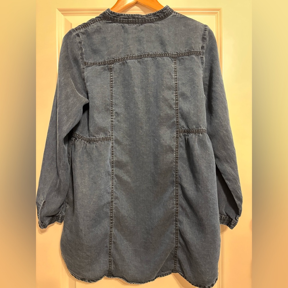 Soft Surroundings Womens Shirt Chambray Denim Babydoll Button Up Small - Picture 2 of 6